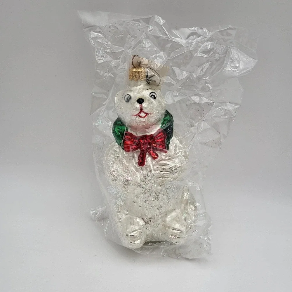 Christopher Radko 1995 Winter Wreath Polar Bear Glass Ornament ~New Sealed!